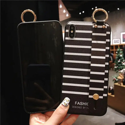 Striped Hand Strap Phone Case - iPhone 11 Pro Max / 11 Pro / 11 / SE / XS Max / XS / XR / X / 8 / 8 Plus / 7 / 7 Plus / 6s / 6s Plus  / Huawei-5