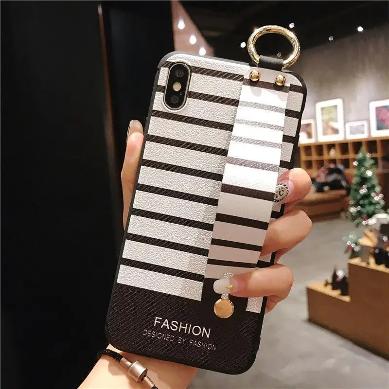 Striped Hand Strap Phone Case - iPhone 11 Pro Max / 11 Pro / 11 / SE / XS Max / XS / XR / X / 8 / 8 Plus / 7 / 7 Plus / 6s / 6s Plus  / Huawei-2