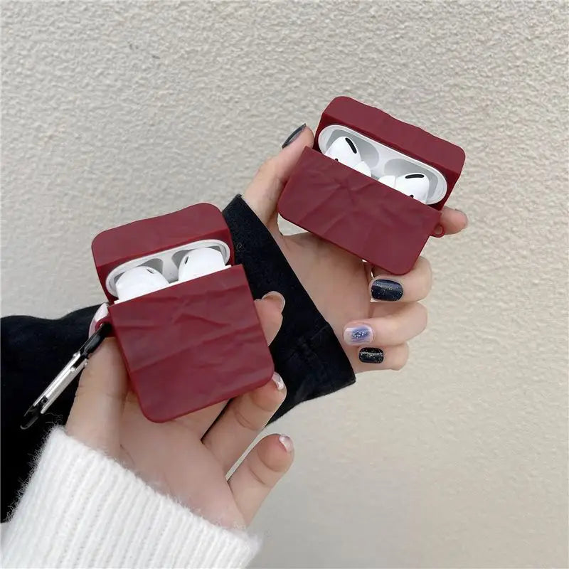 Textured AirPods / Pro Earphone Case Skin PE787 - Wine Red /