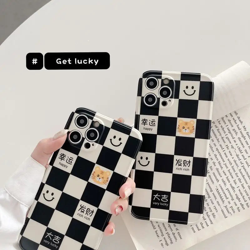 Tiger Smiley Checker Phone Case - iPhone 7 Plus / 8 Plus / X / XR / XS / XS Max / 11 / 11 Pro / 11 Pro Max / 12 / 12 Pro / 12 Pro Max / 13 / 13 Pro / 13 Pro Max-6