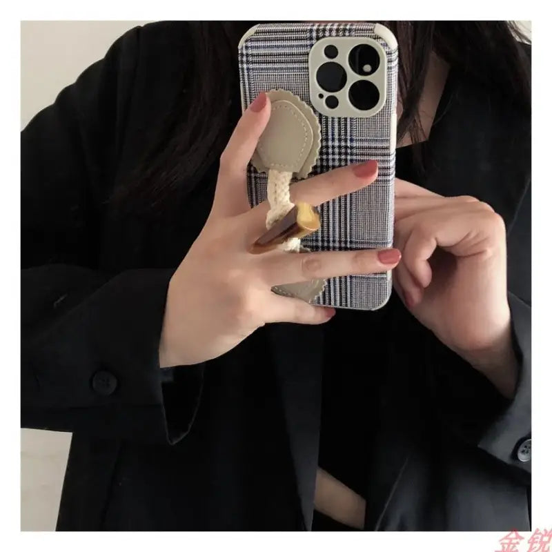 Toggle Strap Plaid Phone Case - Huawei / Honor-6