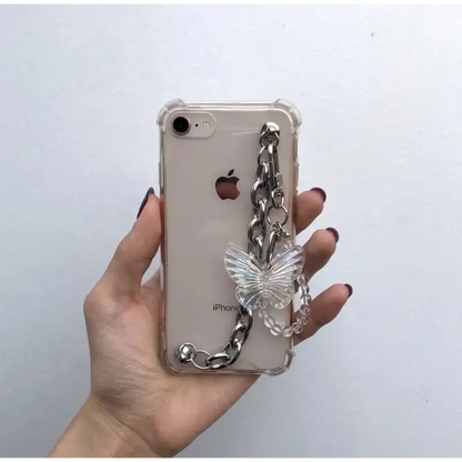 Transparent Butterfly With Silver Chain iPhone Case BP112 - 
