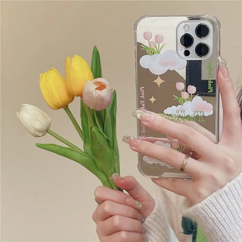 Tulip Cloud Mirrored Phone Case - iPhone 13 Pro Max / 13 Pro