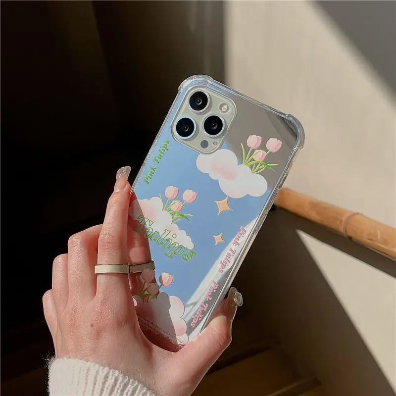 Tulip Cloud Mirrored Phone Case - iPhone 13 Pro Max / 13 Pro