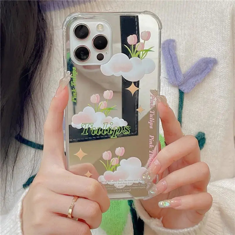 Tulip Cloud Mirrored Phone Case - iPhone 13 Pro Max / 13 Pro