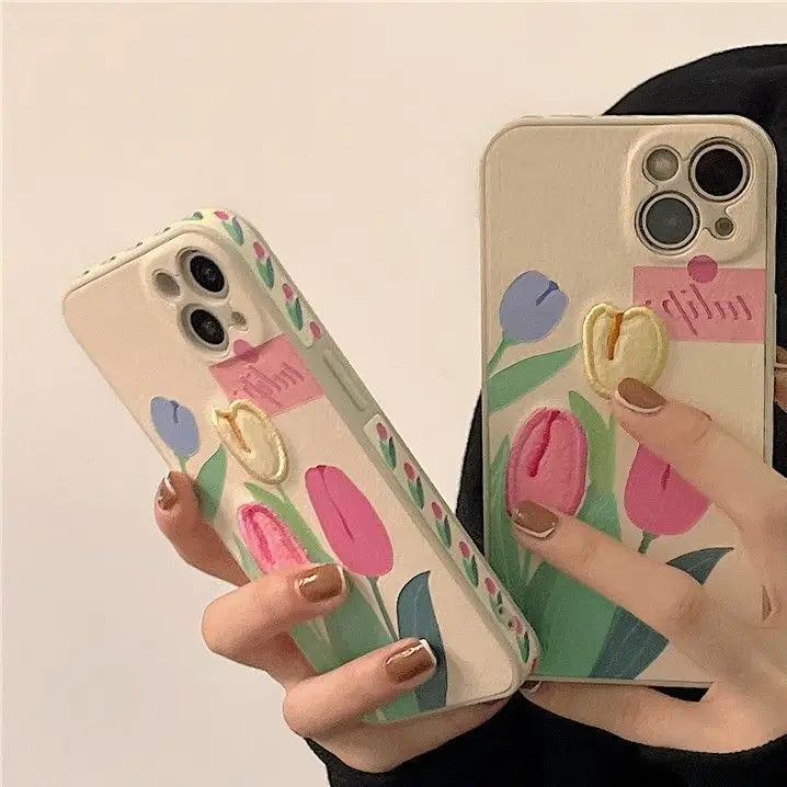 Tulip Embroidered Phone Case - iPhone 13 Pro Max / 13 Pro / 