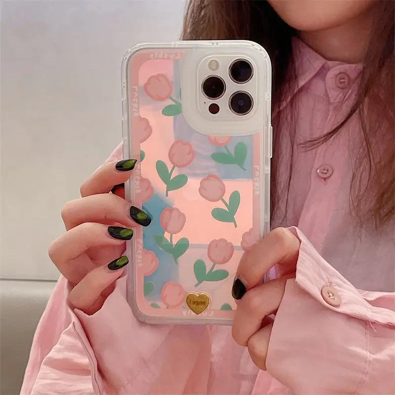 Tulip Phone Case - iPhone 13 Pro Max / 13 Pro / 13 / 12 Pro Max / 12 Pro / 12 / 11 Pro Max / 11 Pro / 11 / XS Max / XR / XS / X / 8 Plus / 7 Plus-3