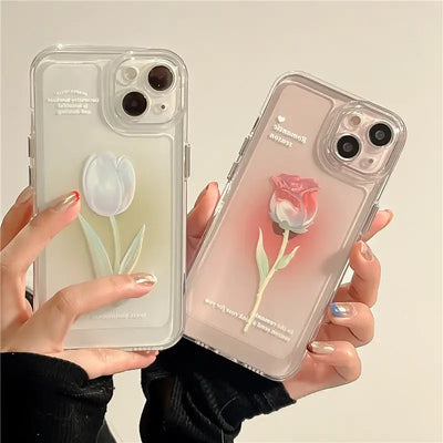 Tulip Rose Transparent Phone Case - iPhone W351 - Mobile 