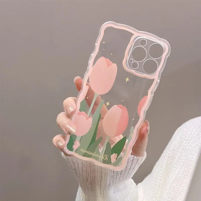 Tulip Transparent Phone Case - iPhone 7 / 8 / SE / 7 Plus / 8 Plus / X / XS / XS Max / XR / 11 / 11 Pro / 11 Pro Max / 12 mini / 12 / 12 Pro / 12 Pro Max / 13 mini / 13 / 13 Pro / 13 Pro Max-3