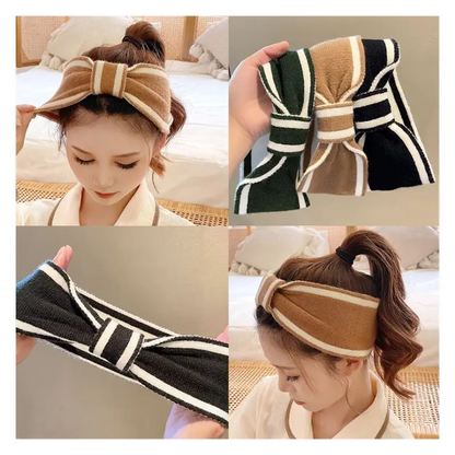 Two Tone Bow Knit Headband Wd109 - Headbands