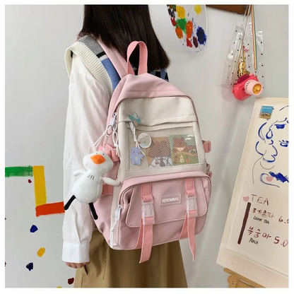 Two Tone Buckled Backpack Cg340 - Backpacks