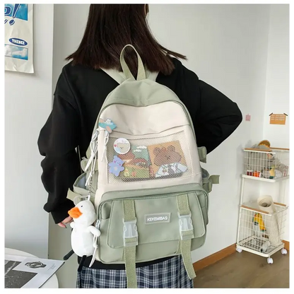 Two Tone Buckled Backpack Cg340 - Backpacks