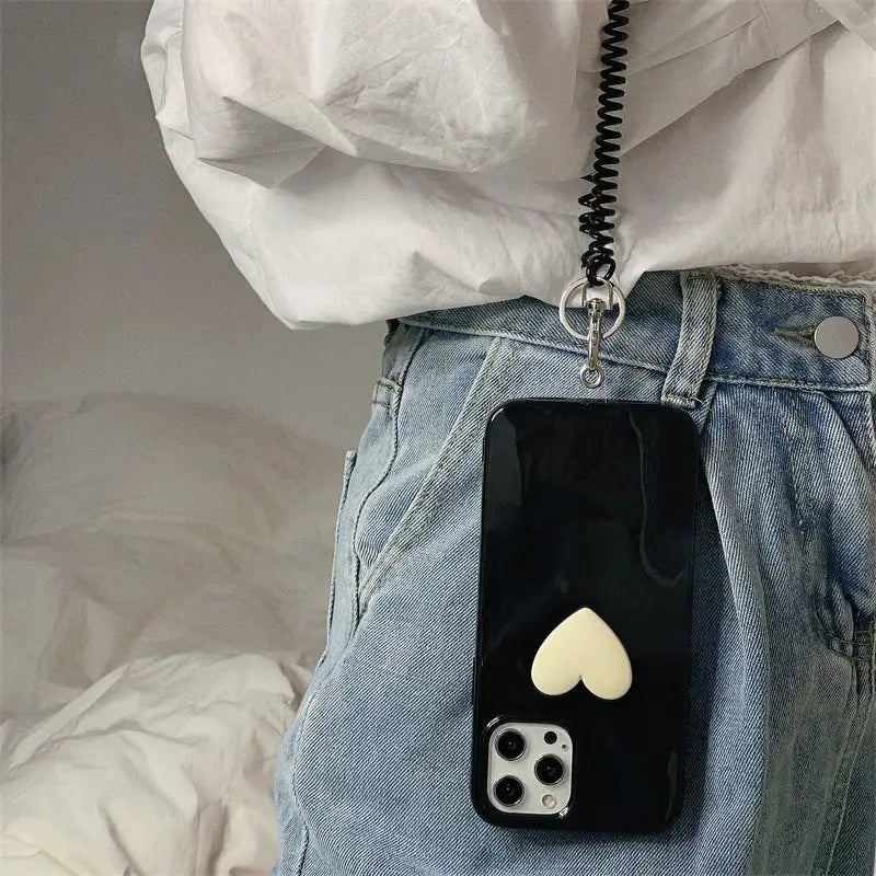 White Heart With Elastic Chain iPhone Case BP303 - iphone 