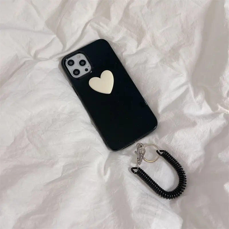 White Heart With Elastic Chain iPhone Case BP303 - iphone 