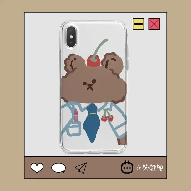 White Suit Tie Bear Cherry iPhone Case BP011 - iphone case