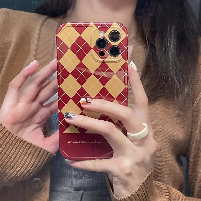 Yellow Red Argyle iPhone Case BP327 - iphone case