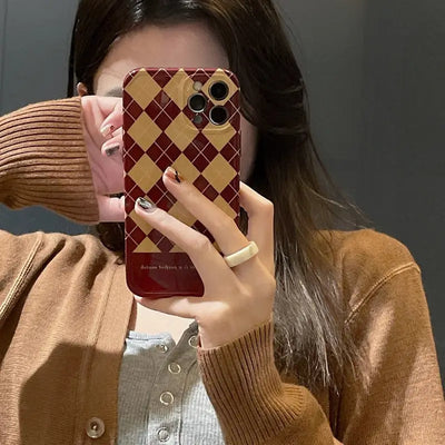 Yellow Red Argyle iPhone Case BP327 - iphone case